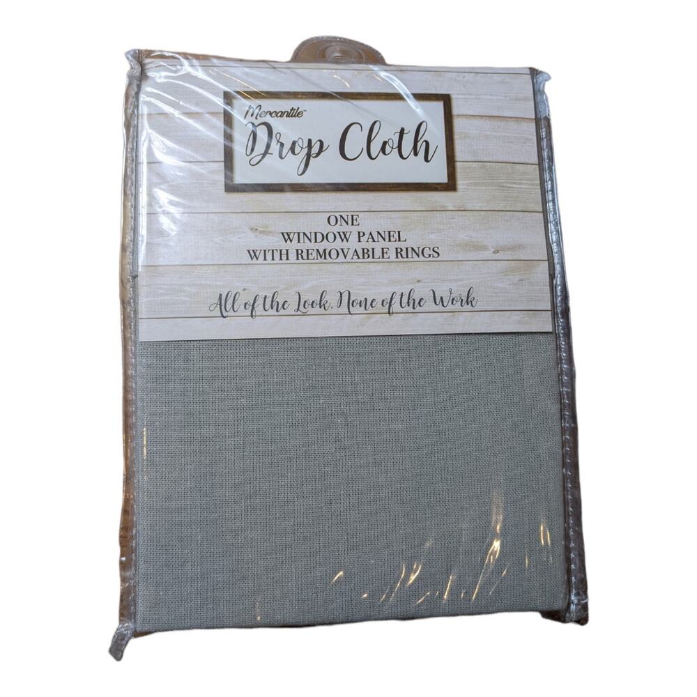 Mercantile Drop Cloth Curtain Panel w/ Valance & Removable Rings 50”x 95” Grey